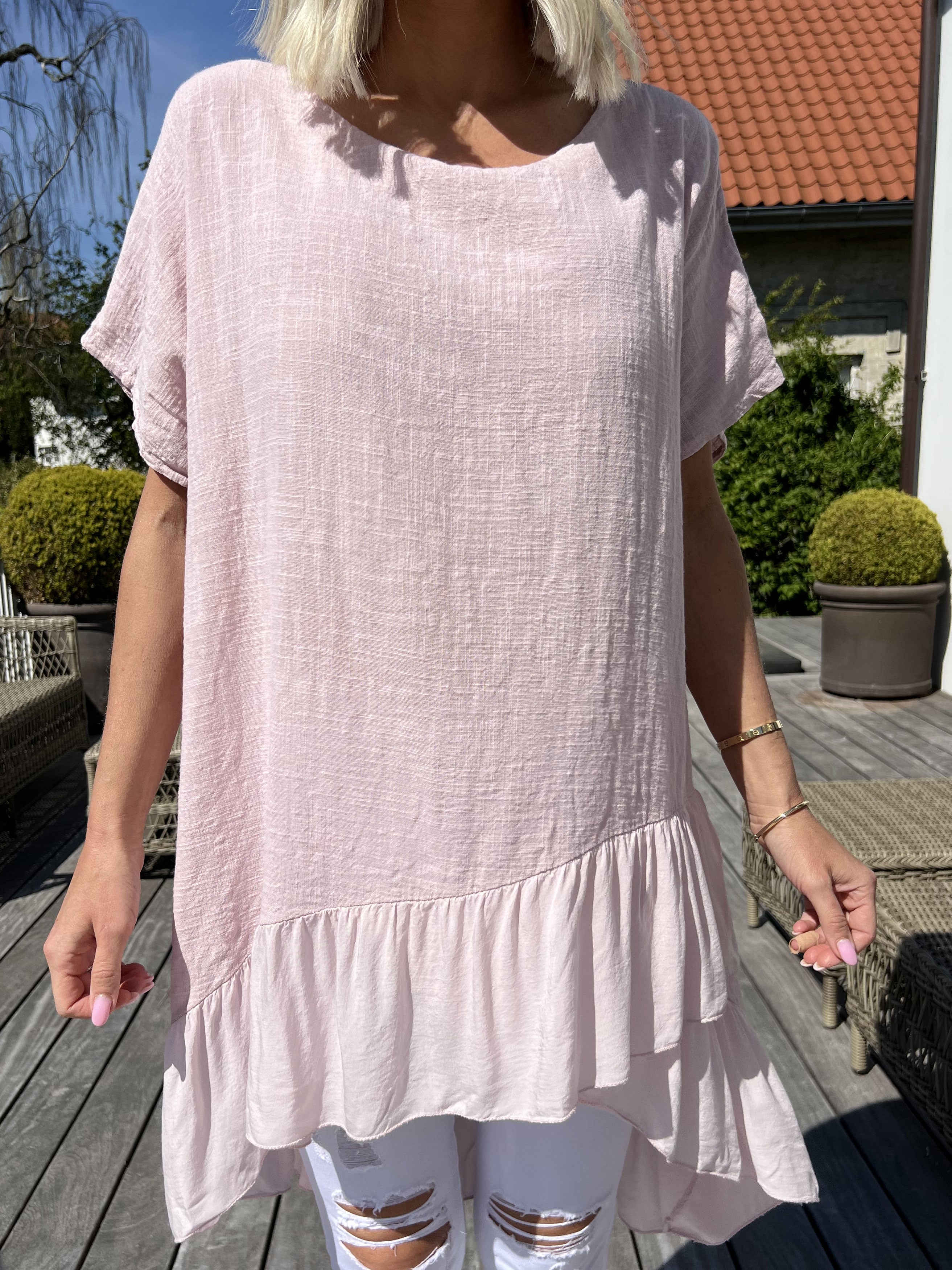 Elba - Tunika i forskudt længde med flæser